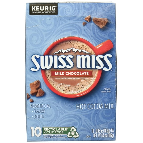 Swiss Miss, Single Serve Hot Chocolate K-Cup Pods Milk Chocolate Hot Cocoa, 10 Count, 0.65 Oz Packaging May Vary