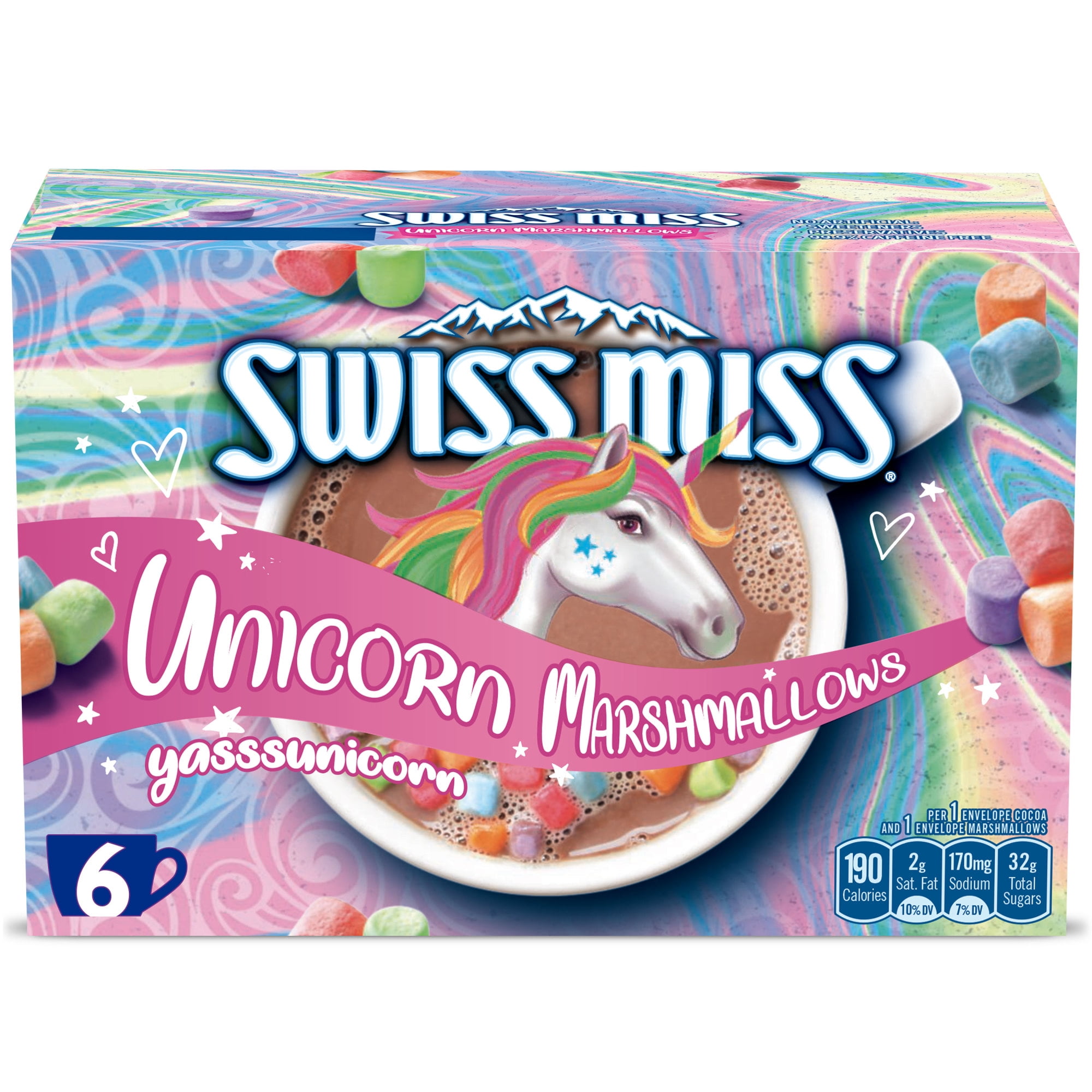 Swiss Miss Unicorn Marshmallows Hot Cocoa Mix, 6 Count Hot Cocoa Mix Packets