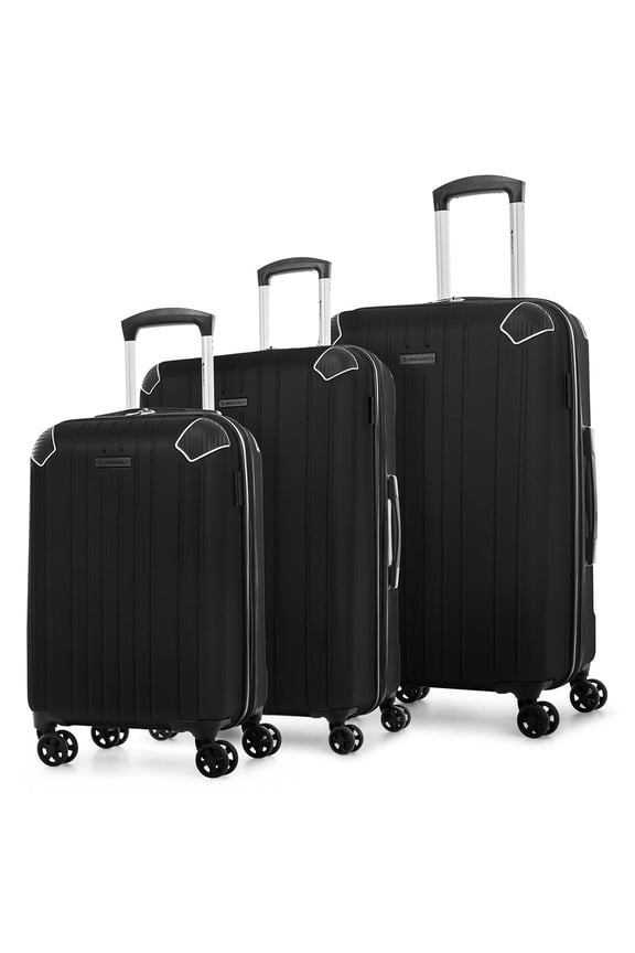 Swiss Mobility PVG 3 Piece ABS/PC Hardshell Luggage Set (20", 24", 28"), Black