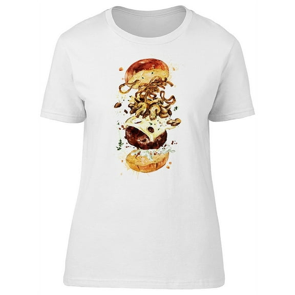 Swiss Mushroom Burger Watercolor T-Shirt Women -Image by Shutterstock, Female Large