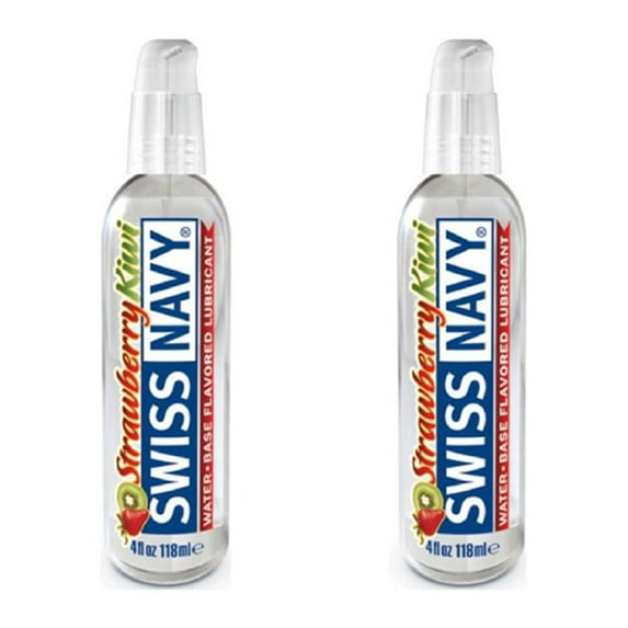 Swiss Navy Water-Based Lubricant , Strawberry-Kiwi Flavored 4oz - 2 Pack