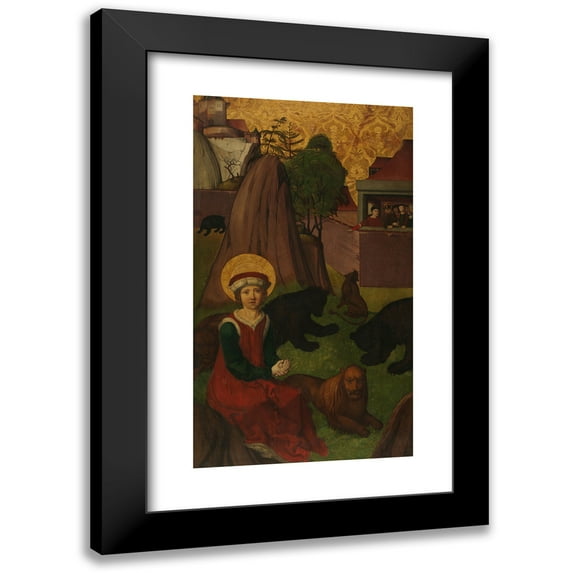 Swiss Painter 10x14 Black Modern Framed Museum Art Print Titled - Saint Agapitus of Praencste in the Arena (ca. 1500-1505)