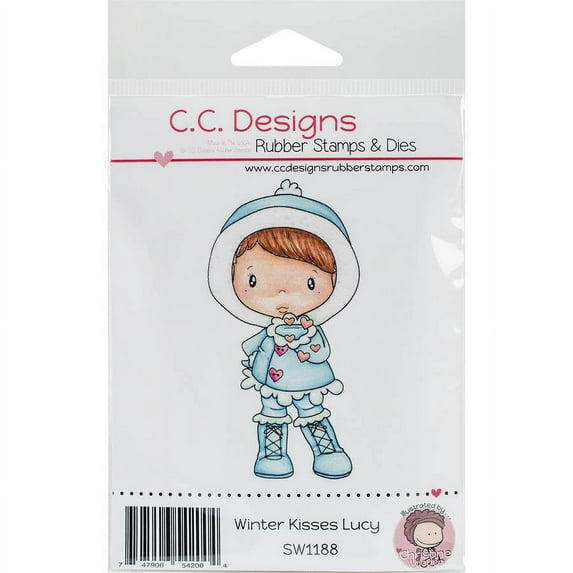 Swiss Pixie Cling Stamp 3.3"X1.7"-Winter Kisses Lucy, Pk 2, C.C. Designs