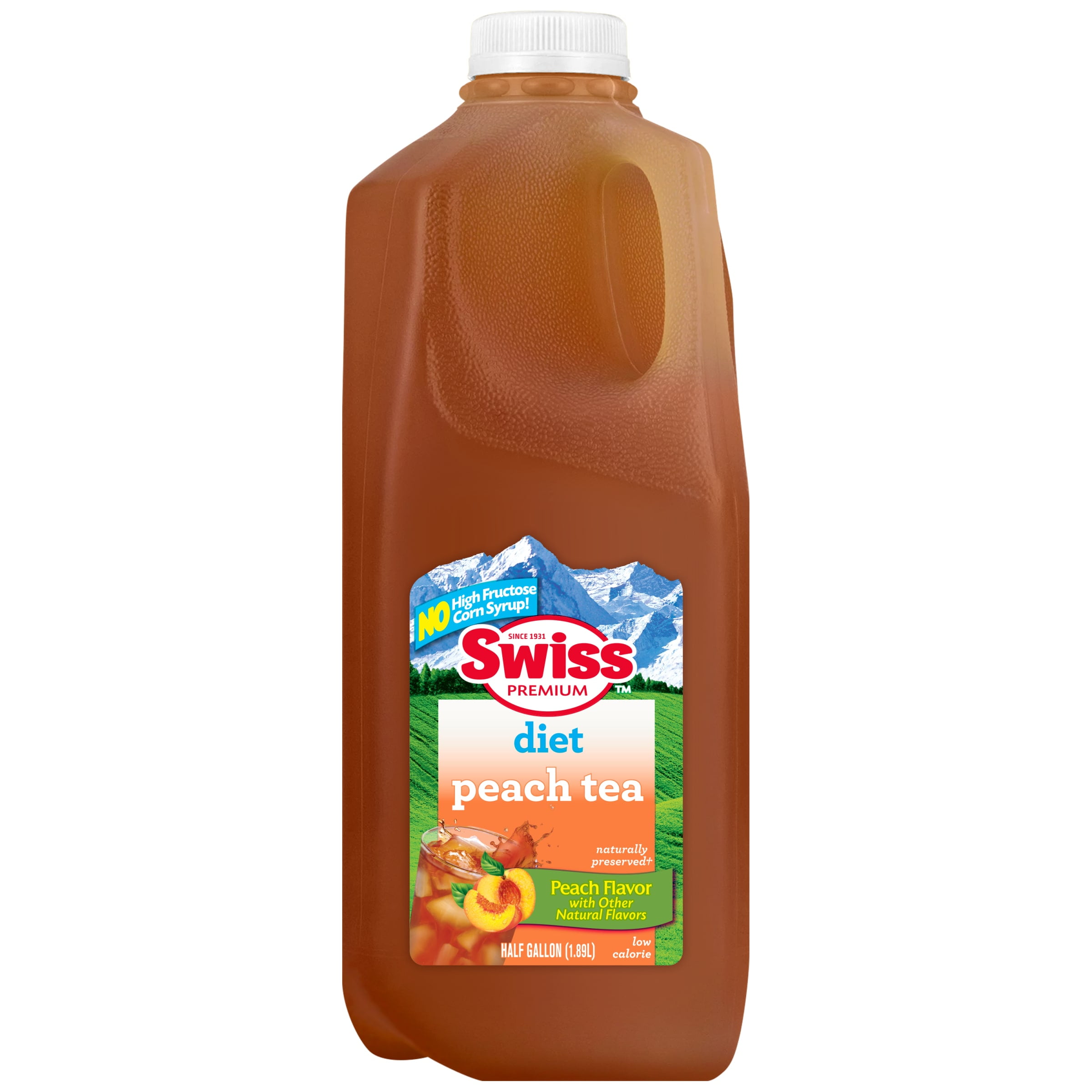 Swiss Premium Diet Peach Tea - 1 Half Gallon Plastic Jug