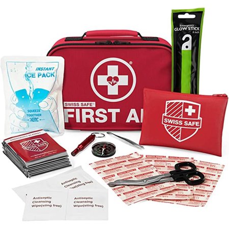 Swiss Safe 2-in-1 First Aid Kit (120 Piece) + Bonus 32-Piece Mini First Aid Kit: Compact, Lightweight for Emergencies at Home, Outdoors, Car, Camping, Workplace, Hiking & Survival