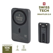 Swiss Tech 10000mAh wireless magnetic power bank, fast charging portable charger for iPhone 12+