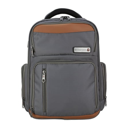 Swiss Tech 18 inch Travel 600D Polyester Adult Backpack with Padded Shoulder Straps, Gray
