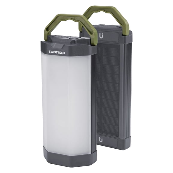 Swiss Tech 2000 Lumen Zweilen 2-Pack Solar Rechargeable Magnetic Lanterns, IP54 Weatherproof, 4 Modes and 72 Hour Battery Life