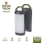 Swiss Tech 2000 Lumen Zweilen 2-Pack Solar Rechargeable Magnetic Lanterns, IP54 Weatherproof, 4 Modes and 72 Hour Battery Life