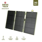 Swiss Tech Foldable Solar Panel, 30W, USB-A and USB-C, Phone Charger, Waterproof, Emergency Use, Panel Only