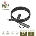 thumbnail image 1 of Swiss Tech Kabel D60 3 ft 60W 2-in-1 USB-C to USB-C/Lightning Charging Cable, 1 of 10