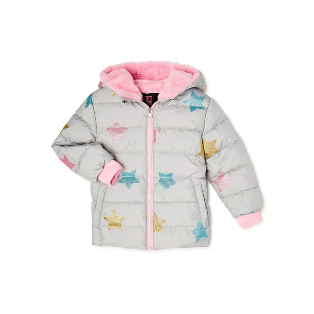 Swiss Tech Baby and Toddler Girl Puffer Jacket, Sizes 12M-5T