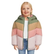 Swiss Tech Baby and Toddler Girls Puffer Jacket with Hood, Sizes 12M-5T