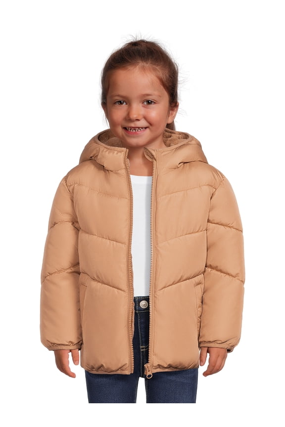 Baby and Toddler Girls Puffer Jacket with Hood, Sizes 12M-5T