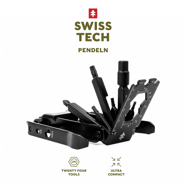 Swiss Tech 24-in-1 Bicycle Multi-Tool, Compact All-Steel Cycling