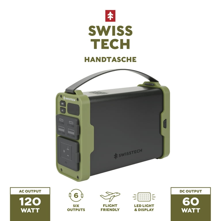 Swiss Tech 120W Portable Power Station 99.9Wh Battery Backup with