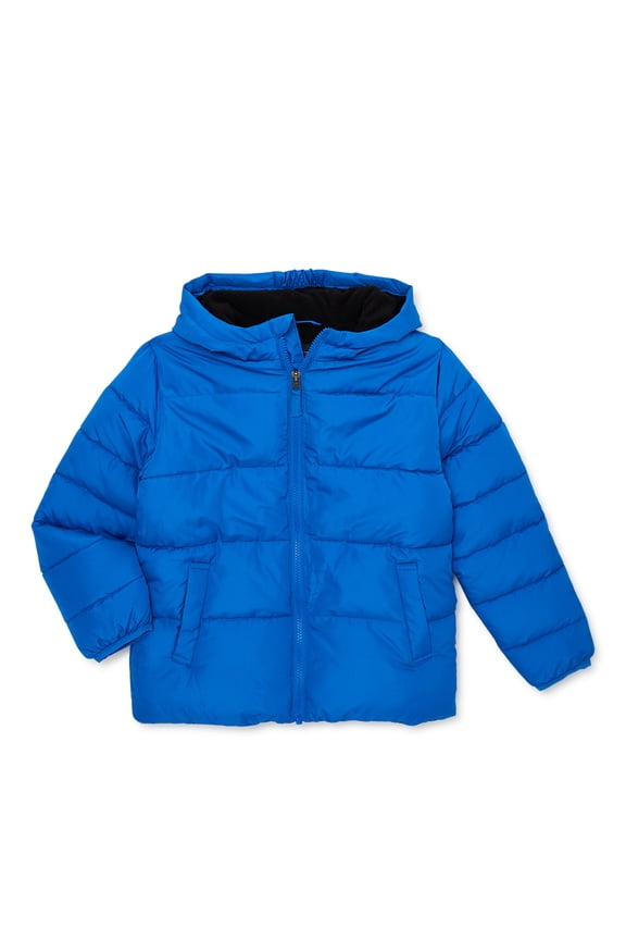 Boys Winter Puffer Jacket with Hood, Sizes 4-18 & Husky