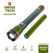 Swiss Tech Erleuchten 3000 Lumen LED Flashlight, IP67 Waterproof, Drop Resistant, Rechargeable Flashlight with Emergency Power Bank