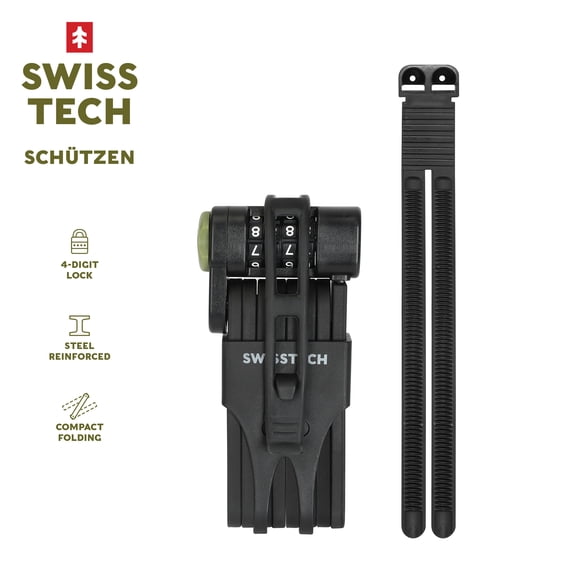 Swiss Tech Foldable Bike Frame Lock, Black