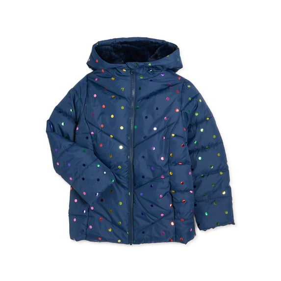 Swiss Tech Girls Winter Puffer Jacket with Hood, Sizes 4-18 & Plus