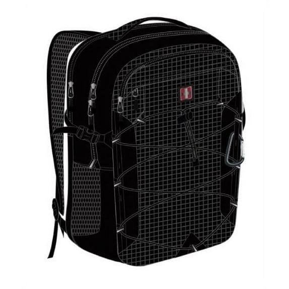Swiss Tech Golden Tri Black Backpack with Bungee