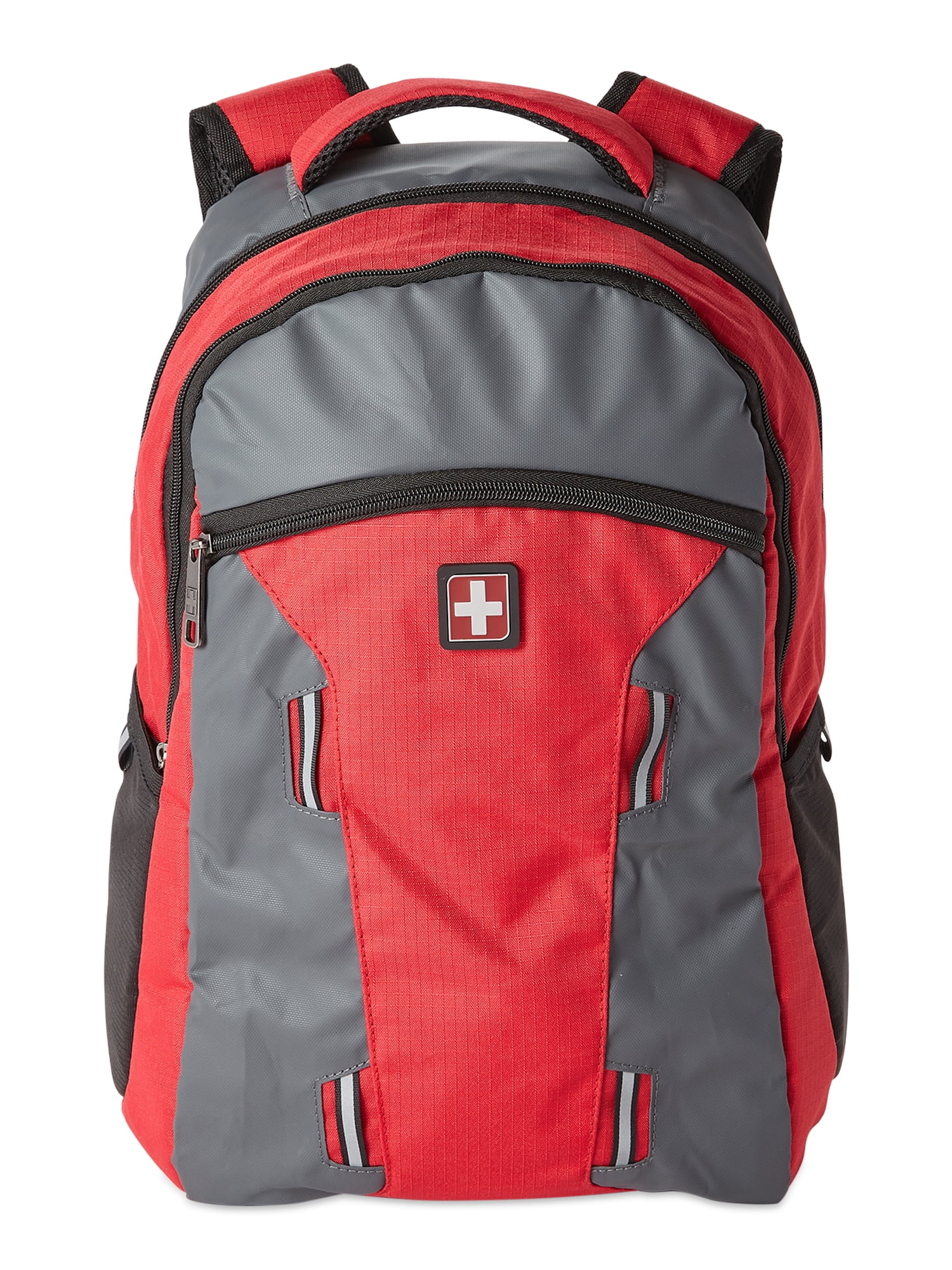 Swiss Tech Gray and Red Reflective Backpack 