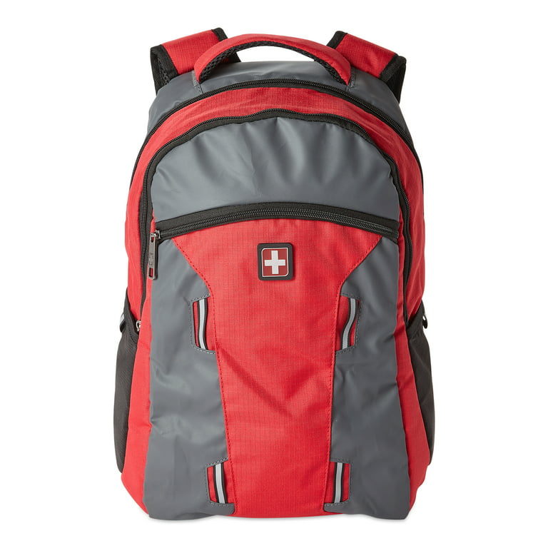 Swiss Tech Gray and Red Reflective Backpack 