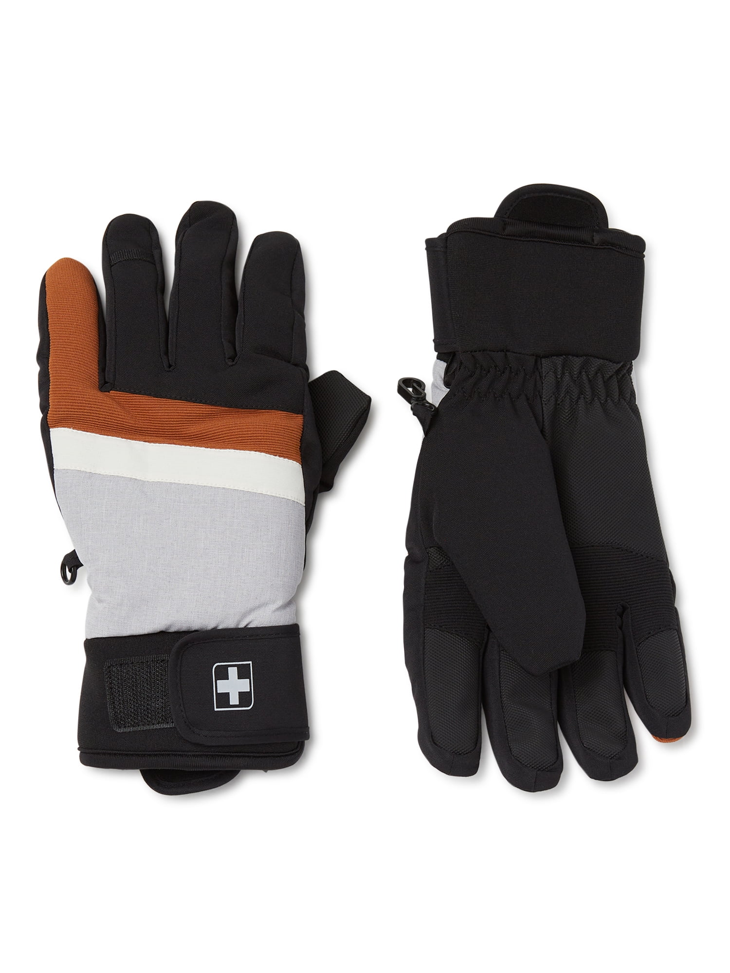 Swiss Tech Hybrid Gloves, Unisex, Plush Lining, Polyester, Snow Gloves, Black, S-XL