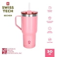 thumbnail image 1 of Swiss Tech Becher Pink NBCF 30oz Water Bottle with Handle, Triple-Wall Copper Lined, Leak Proof, 1 of 16