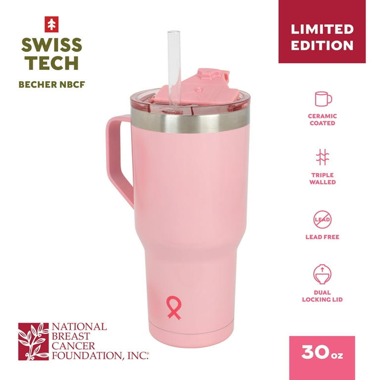 Swiss Tech 30 oz Pink Insulated Tumbler with Leakproof Lid