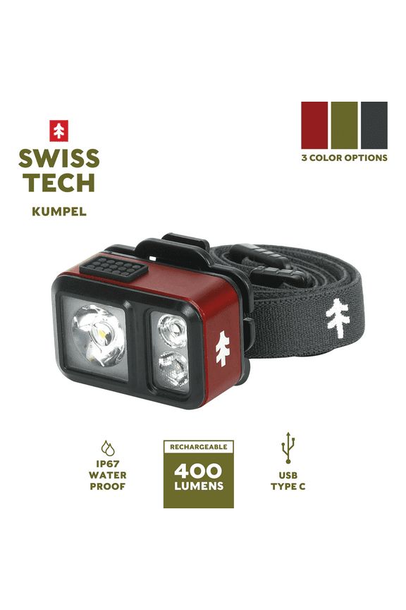 Kumpel 400 Lumen Mini LED Headlamp and Cap Light, IP67 Waterproof, 0.22lbs, Red