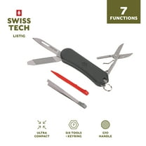 Swiss Tech Listig 7-in-1 Folding Multi-Tool, Compact Single Edge Pocket Knife with Scissors, G10 Handle