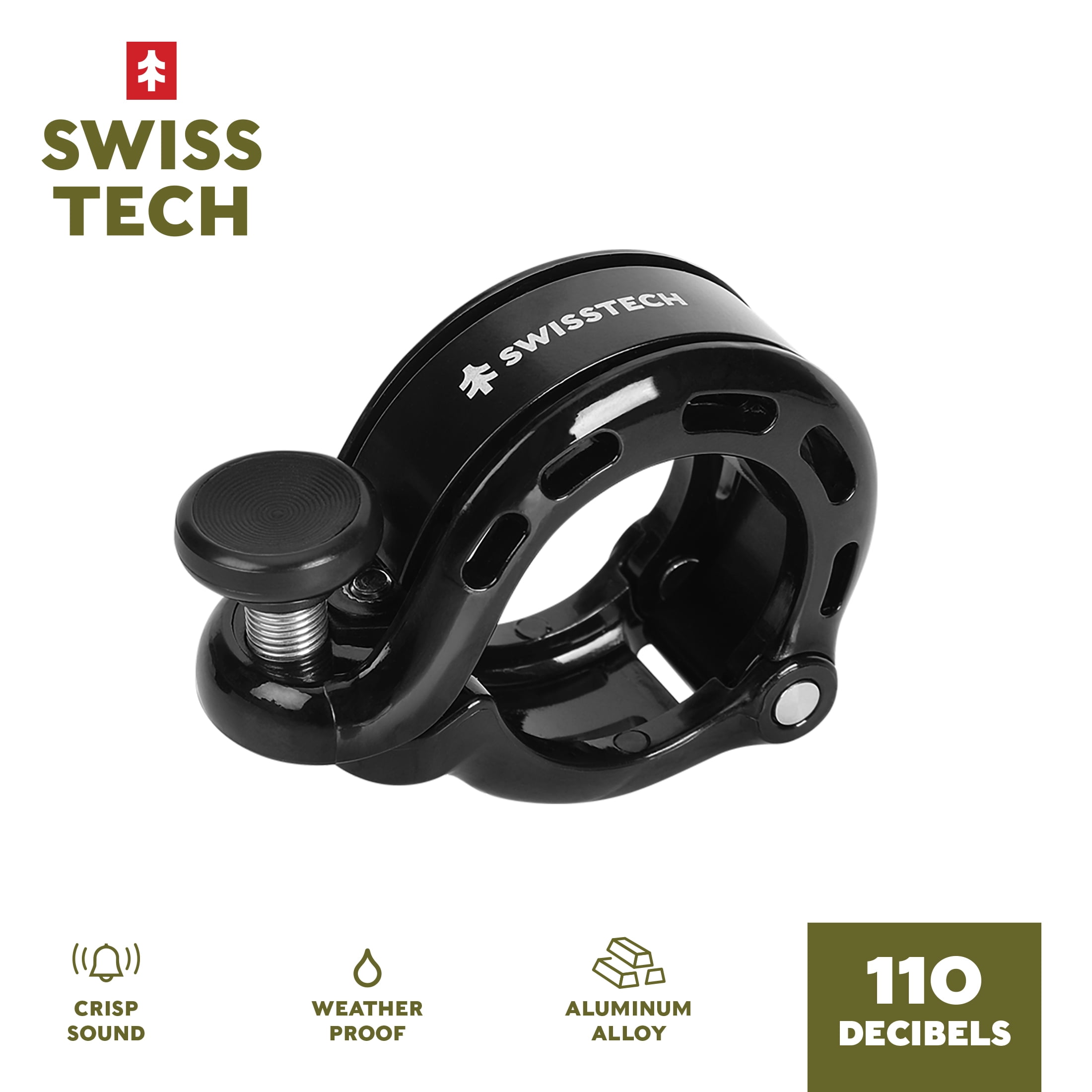 Swiss Tech Low-Profile Premium Bike Bell, Black