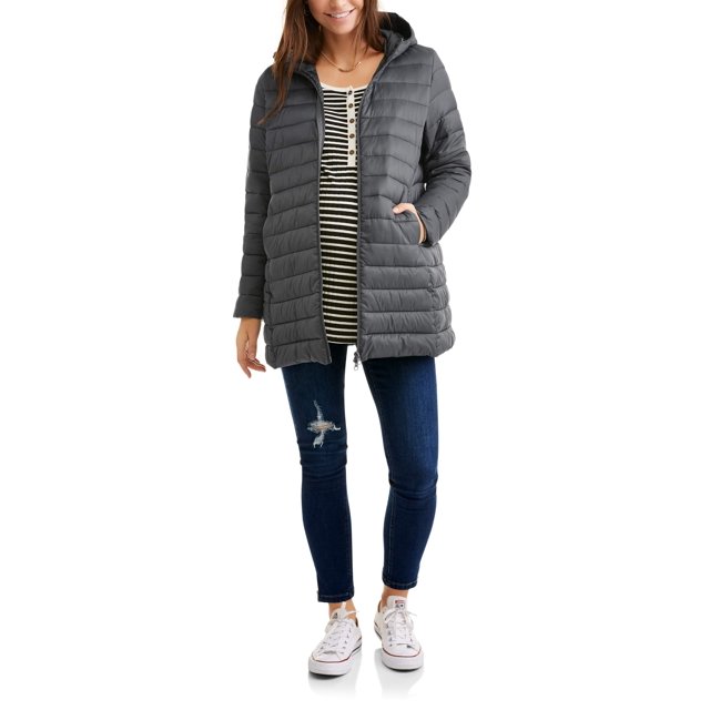 Swiss Tech Maternity Long Hooded Puffer Jacket