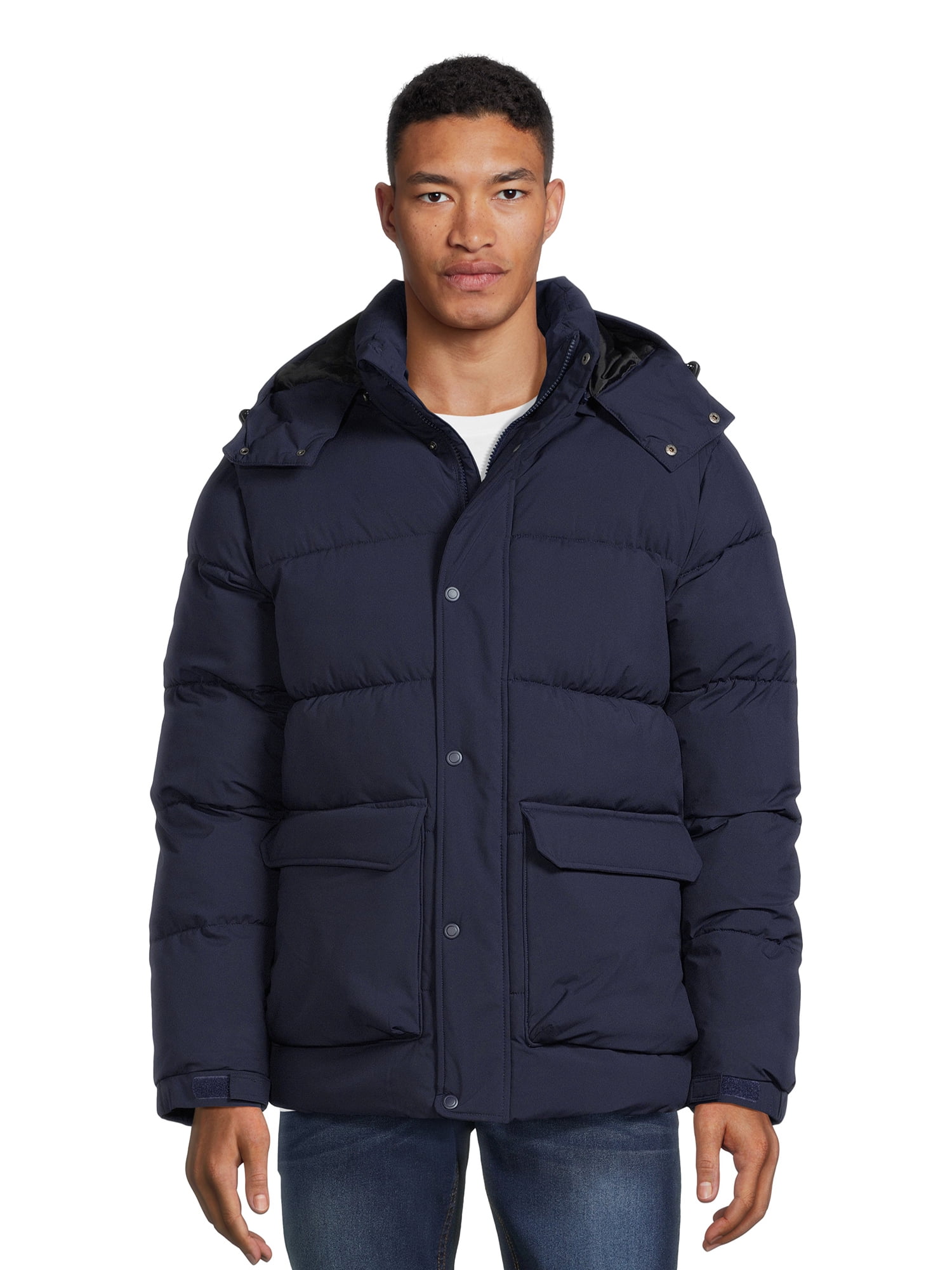 Swiss Tech Men's Quilted Puffer Jacket with Removable Hood, Sizes S-3XL ...