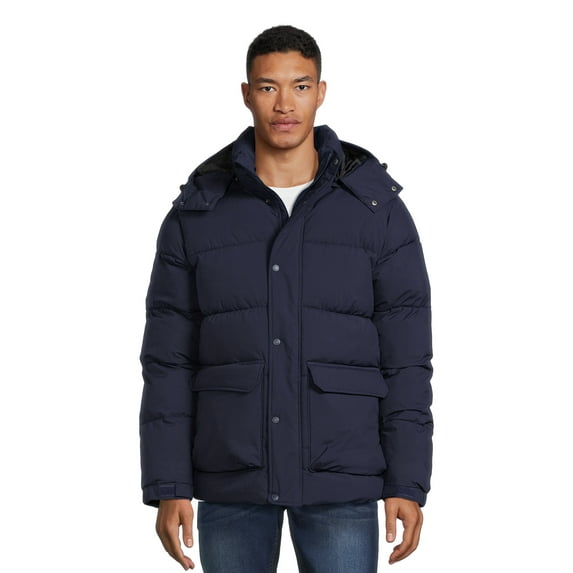 Swiss Tech Men's Quilted Puffer Jacket with Removable Hood, Sizes S-3XL