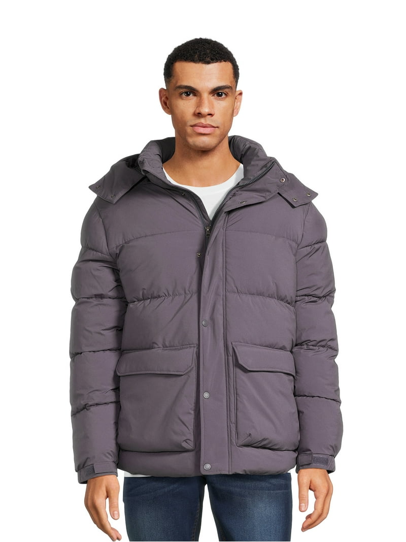 Swiss Tech Men's Quilted Puffer Jacket with Removable Hood, Sizes