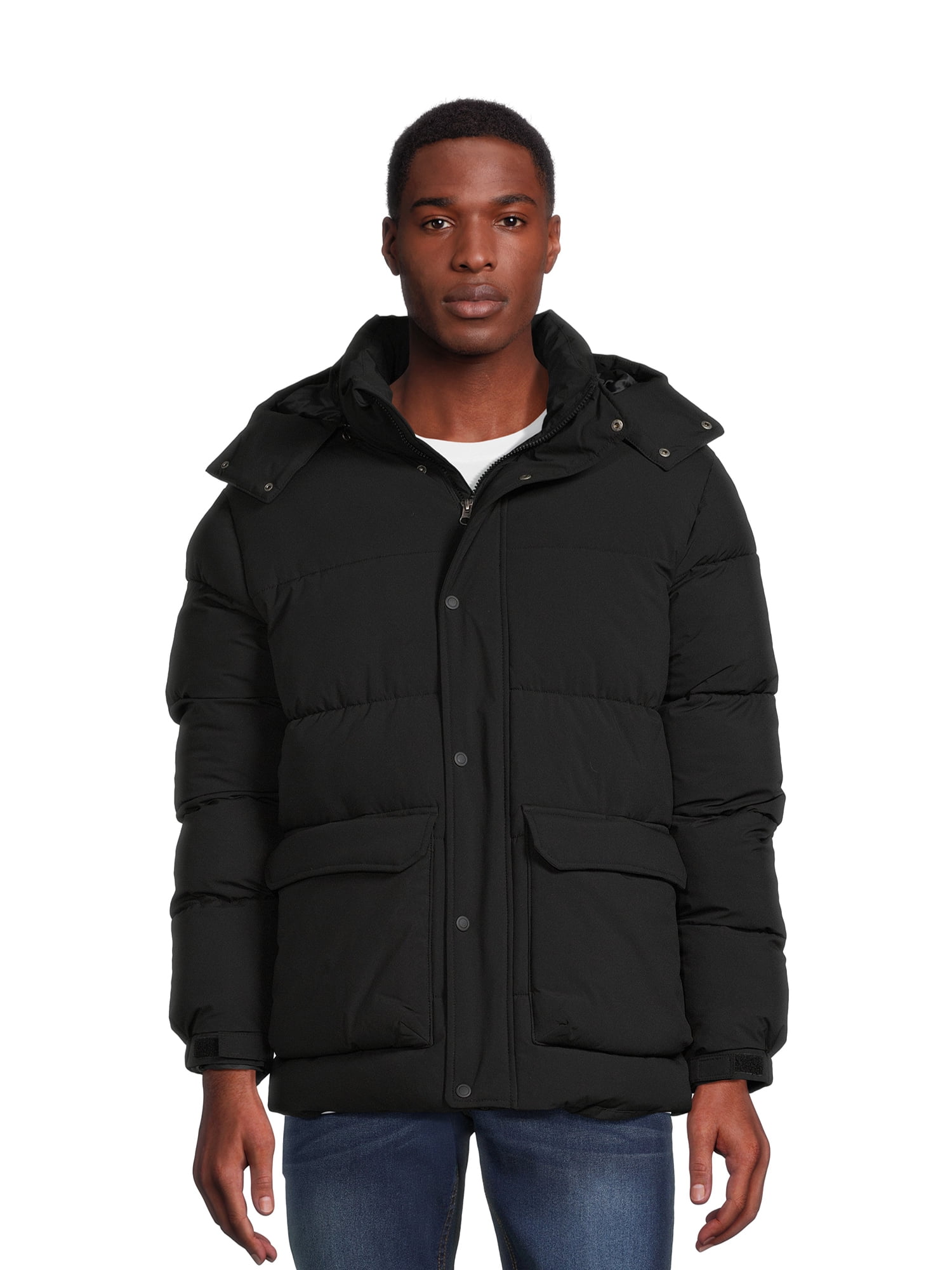 Swiss Tech Men's Quilted Puffer Jacket with Removable Hood, Sizes S-3XL ...