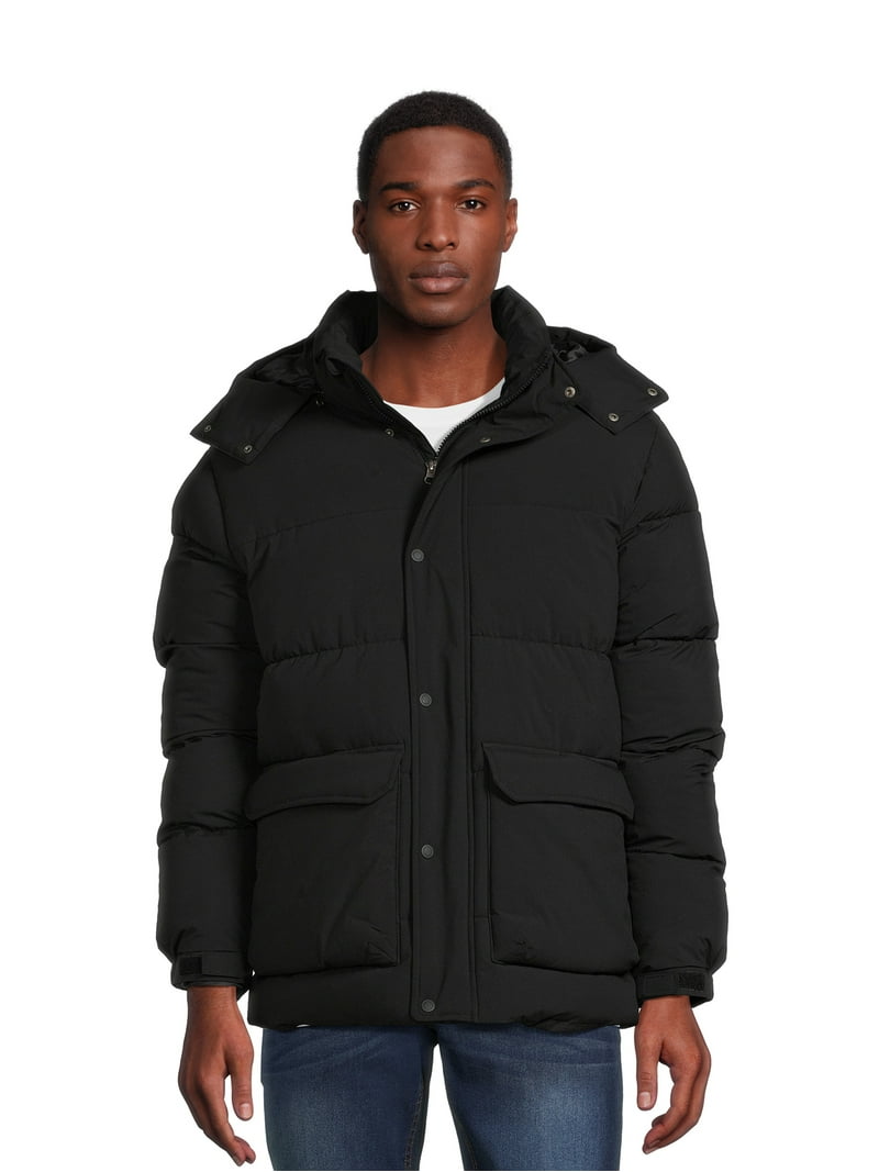 Swiss Tech Men's Quilted Puffer Jacket with Removable Hood, Sizes