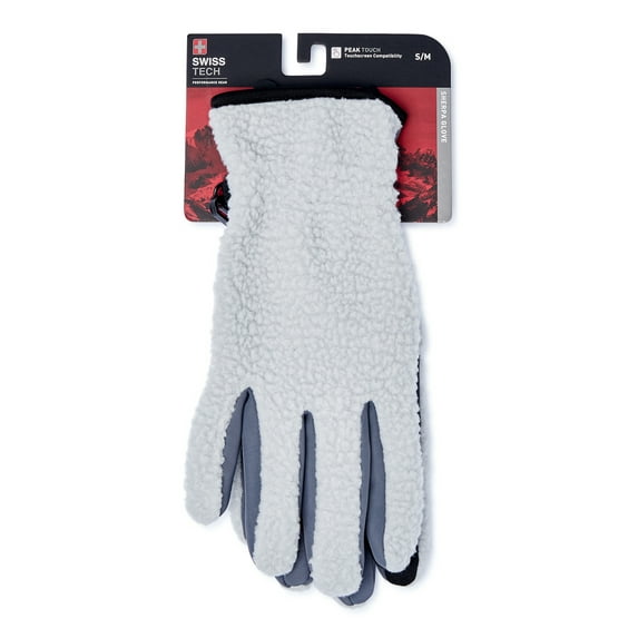 Swiss Tech Men's Warm Sherpa Gloves, White Large