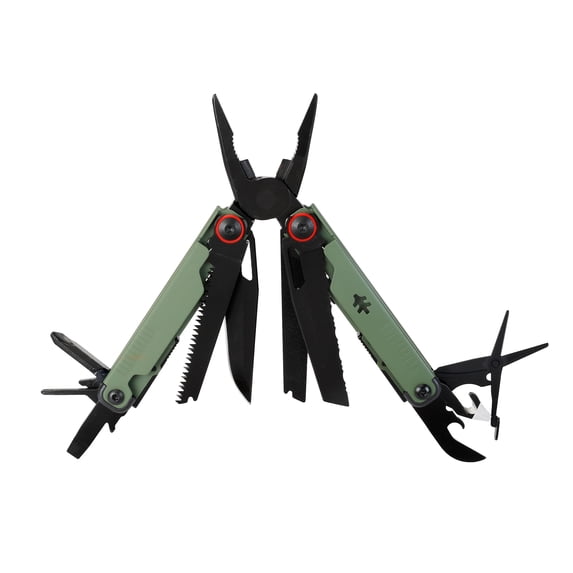 Swiss Tech 17 in 1 Multitool Knife with AUS 8 Steel Blade Scissors and Saw, Olive