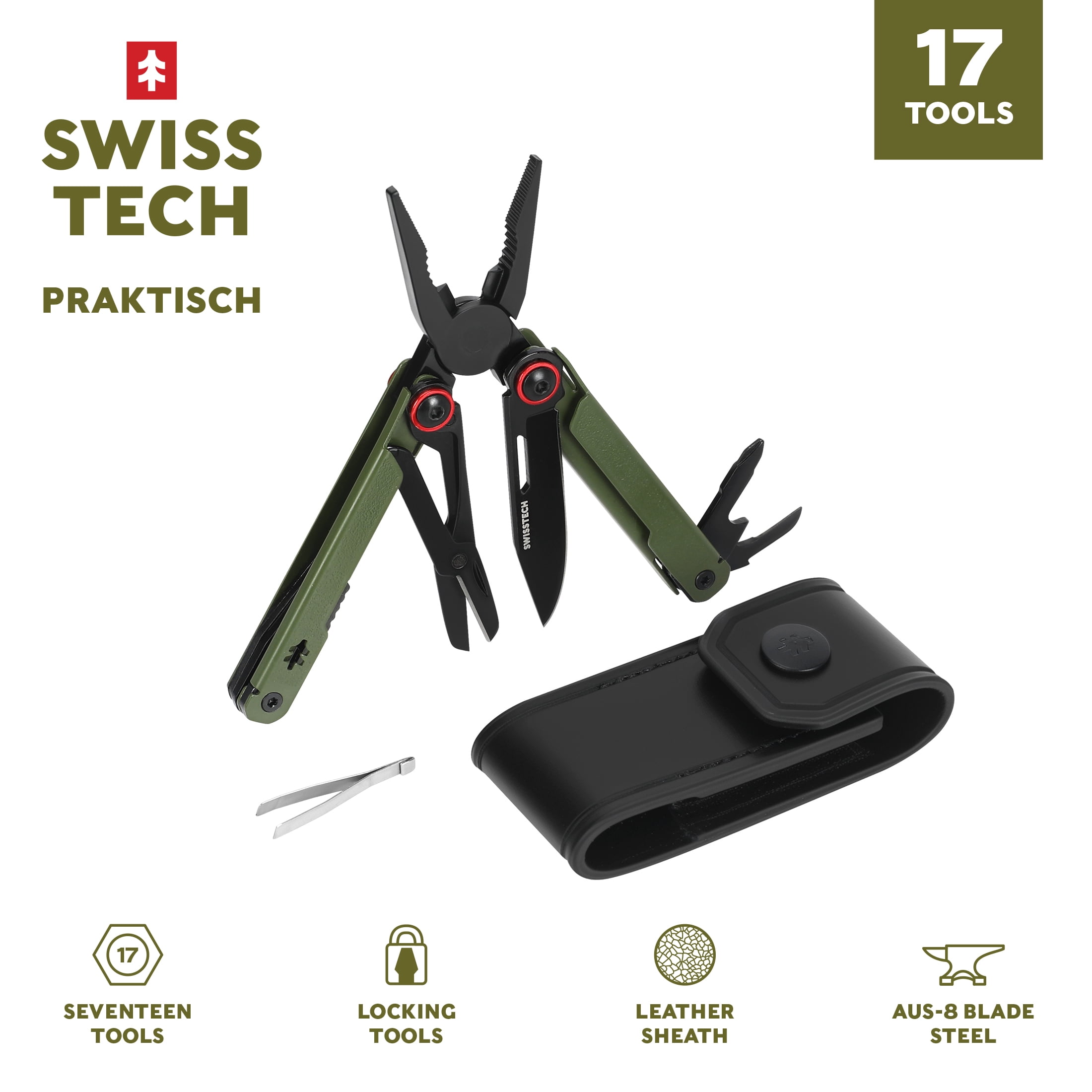 Mabli 2点セット Free Shipping! Swiss Tech 17-in-1 Folding Multi-Tool with AUS-8