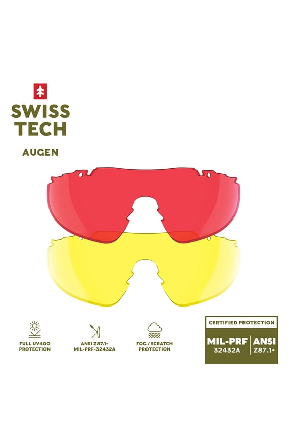 Augen 2-lens replacement sunglasses, Unisex, Vermillion & Hi-Vis Yellow, UV400