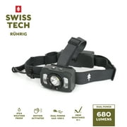 Swiss Tech Rechargeable LED Headlamp, IP54 Weatherproof, Drop Resistant, Motion Activated, 680 Lumen