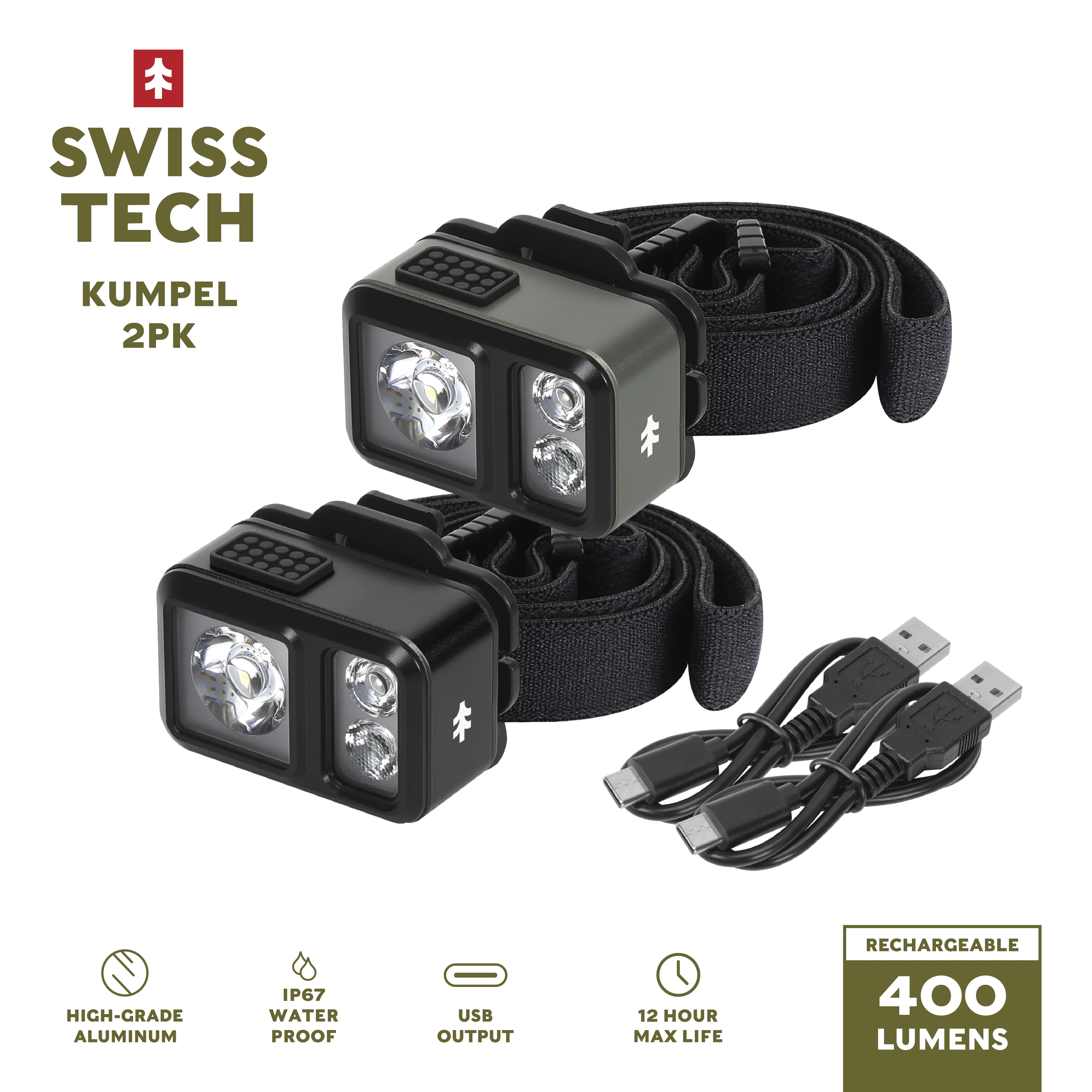 Swiss Tech Kumpel 400 Lumen Mini LED Headlamp and Cap Light, IP67