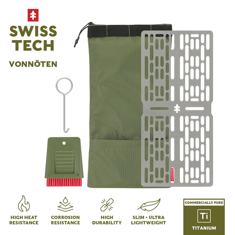 Swiss Tech Titanium BBQ Grill Grate Kit with Cleaning Brush