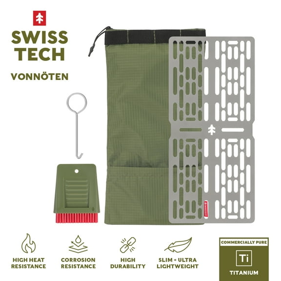 Swiss Tech Titanium BBQ Grill Grate Kit with Cleaning Brush