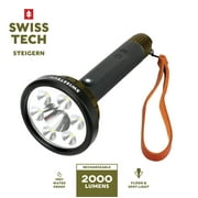 Swiss Tech Steigern Flashlight, 2000 Lumen, LED, Rechargeable, IPX7 Waterproof, Digital Focusing