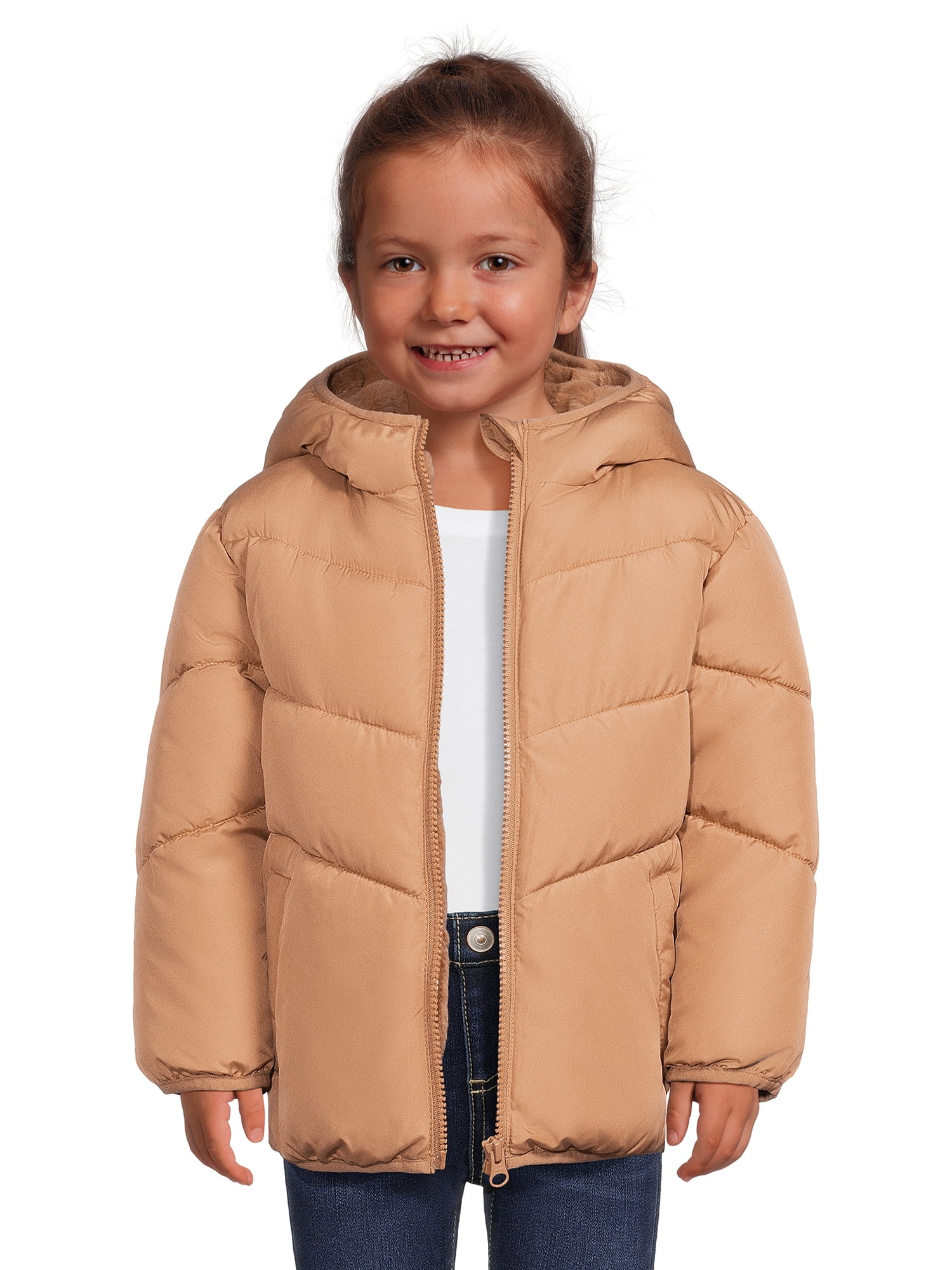 Swiss Tech Baby and Toddler Girls Puffer Jacket with Hood