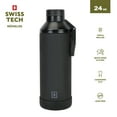 thumbnail image 1 of Swiss Tech 24 oz Triple-Walled Stainless Steel Water Bottle, Black, Leakproof Chug Lid with Clip Handle and Silicone Boot, 1 of 14